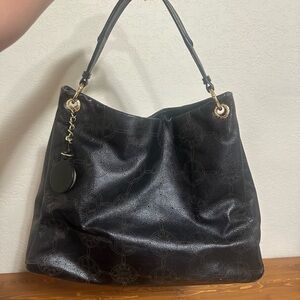 Henri Bendel Black Shoulder Bag with Gold Hardware